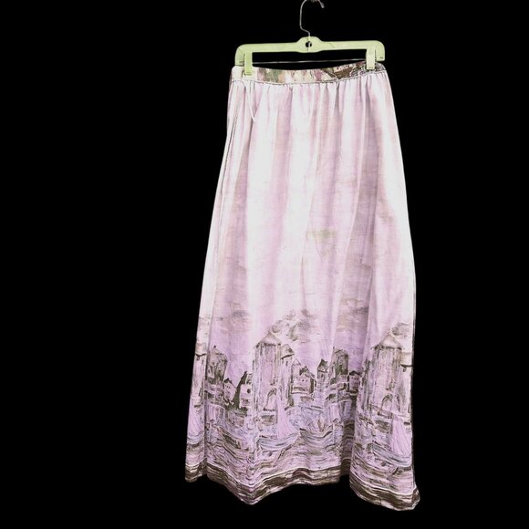 Lanz Originals 1980s Scenic Maxi Skirt Seine River 26"W Pastel Novelty Print - Picture 12 of 12